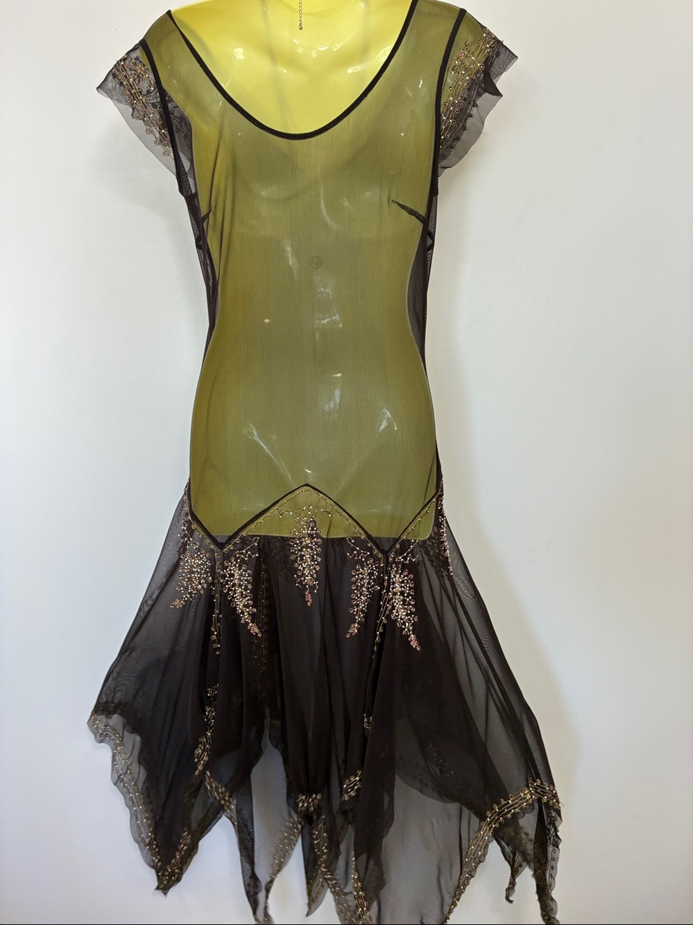 Bcbg Dress Sheer Beaded Asymmetrical Y2K Excellent 6 - Picture 5 of 8